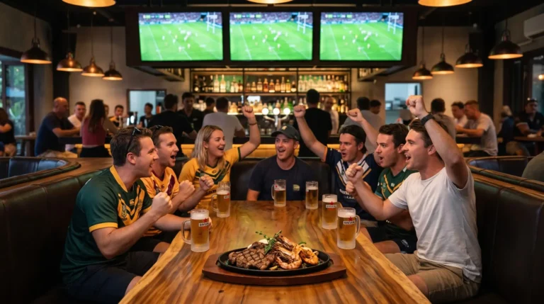 watch NRL finals Bali fans cheering rugby league match on screens at Nirvana Sports Bar